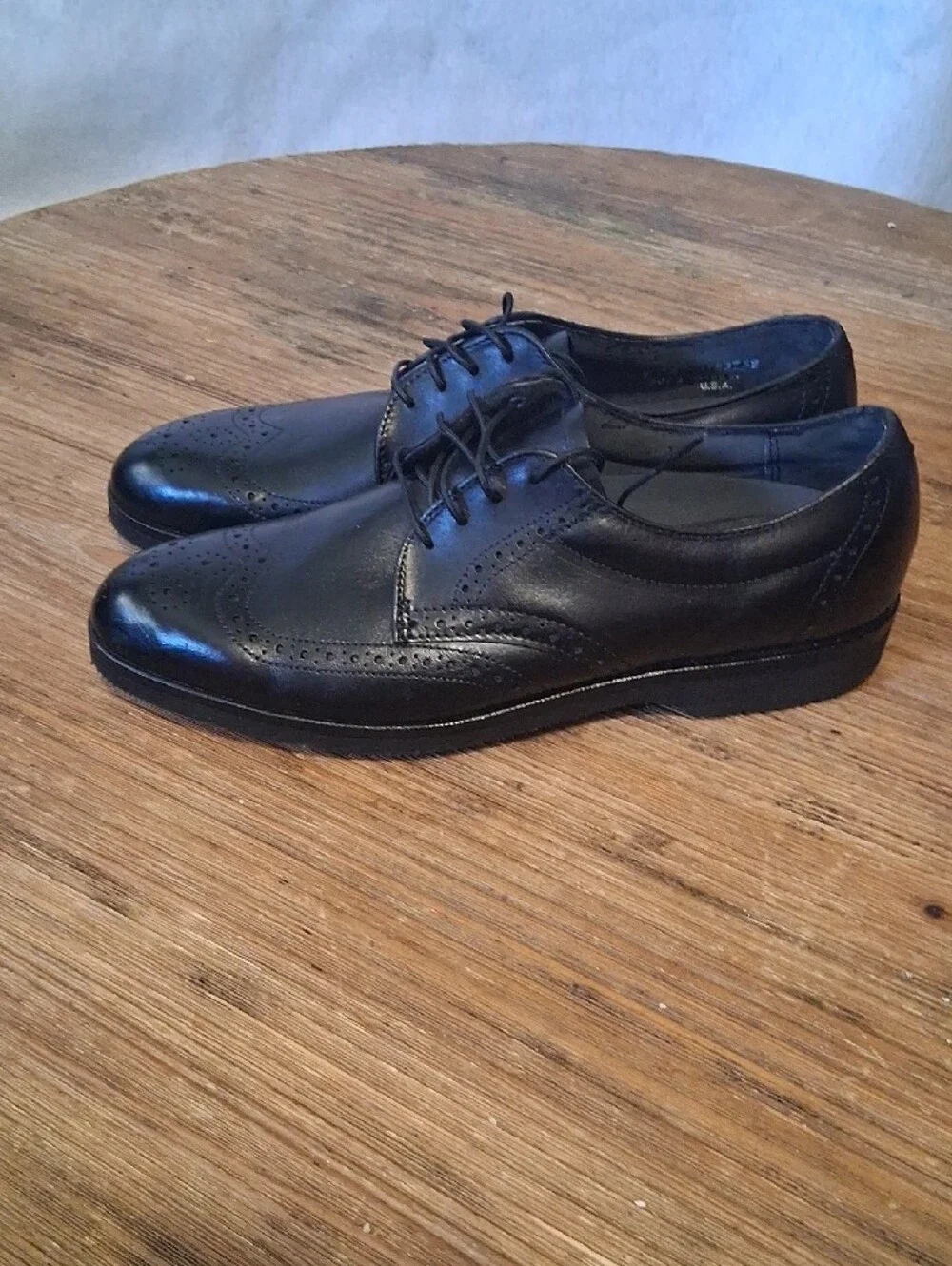 Classic Black Leather Wingtip Derby Shoes